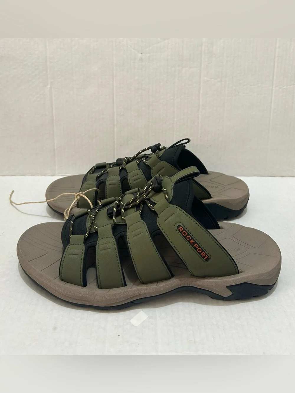Rockport Men’s Olive Green and Tan Slide Sandals Size 13